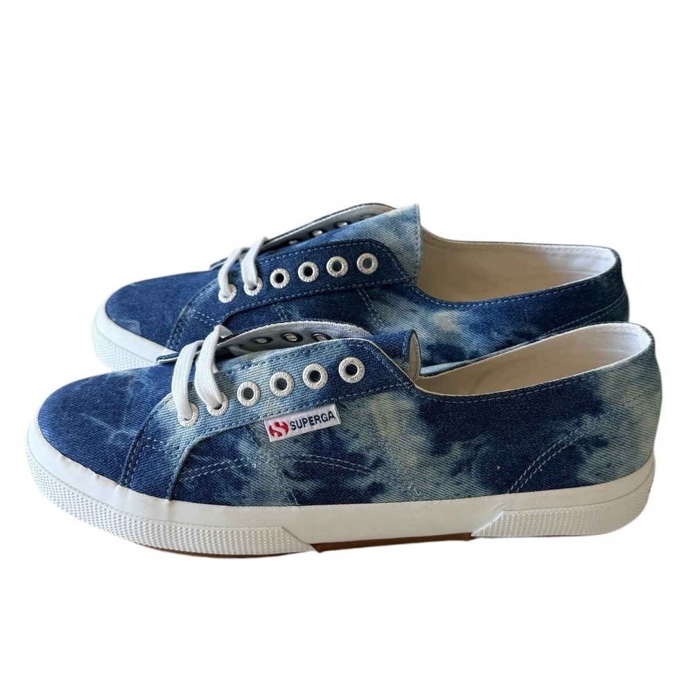 Superga 2750 Tie Dye Denim Multi Blue White Low Top Sneakers Mens 8.5 10W NEW